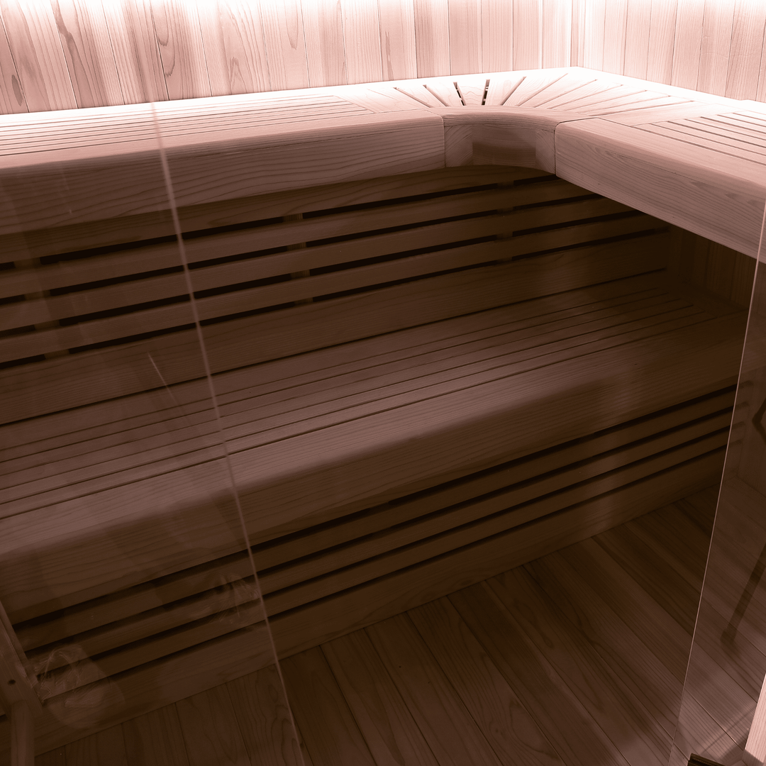 Peak Sabine Indoor Traditional Sauna two tier benches interior view