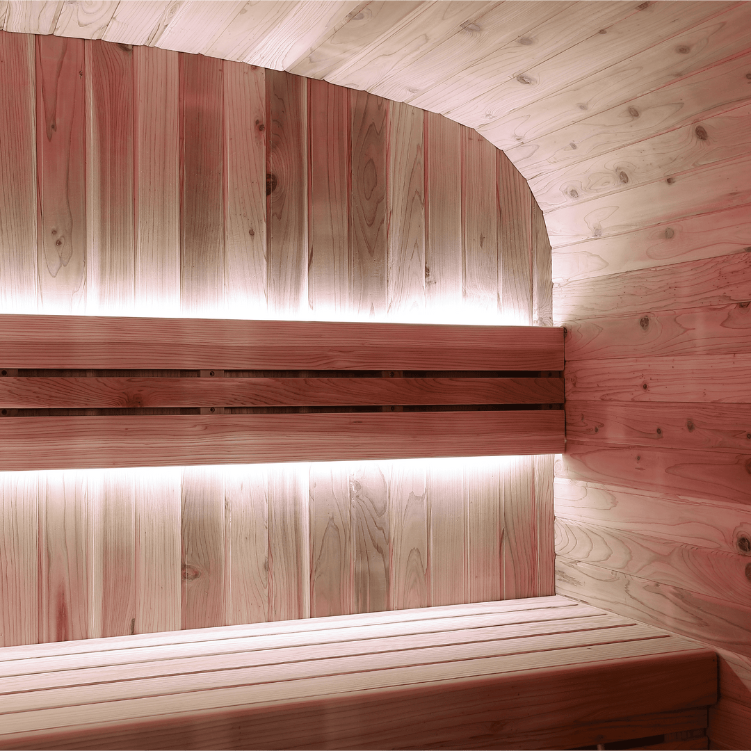 Peak Stirling Outdoor Traditional Sauna LED light interior view