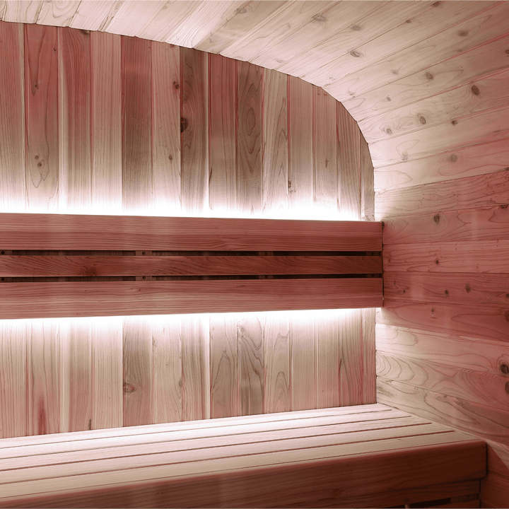 Peak Stirling Outdoor Traditional Sauna LED light interior view