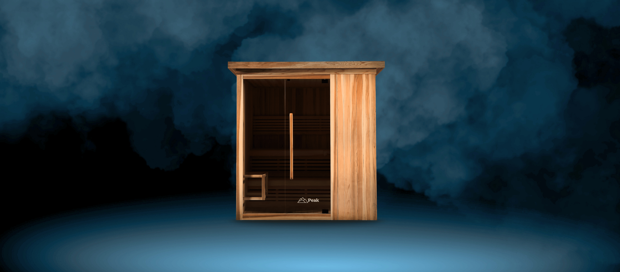 macedon cabin sauna with dark blue smoky background by peak sauna ice in  Melbourne
