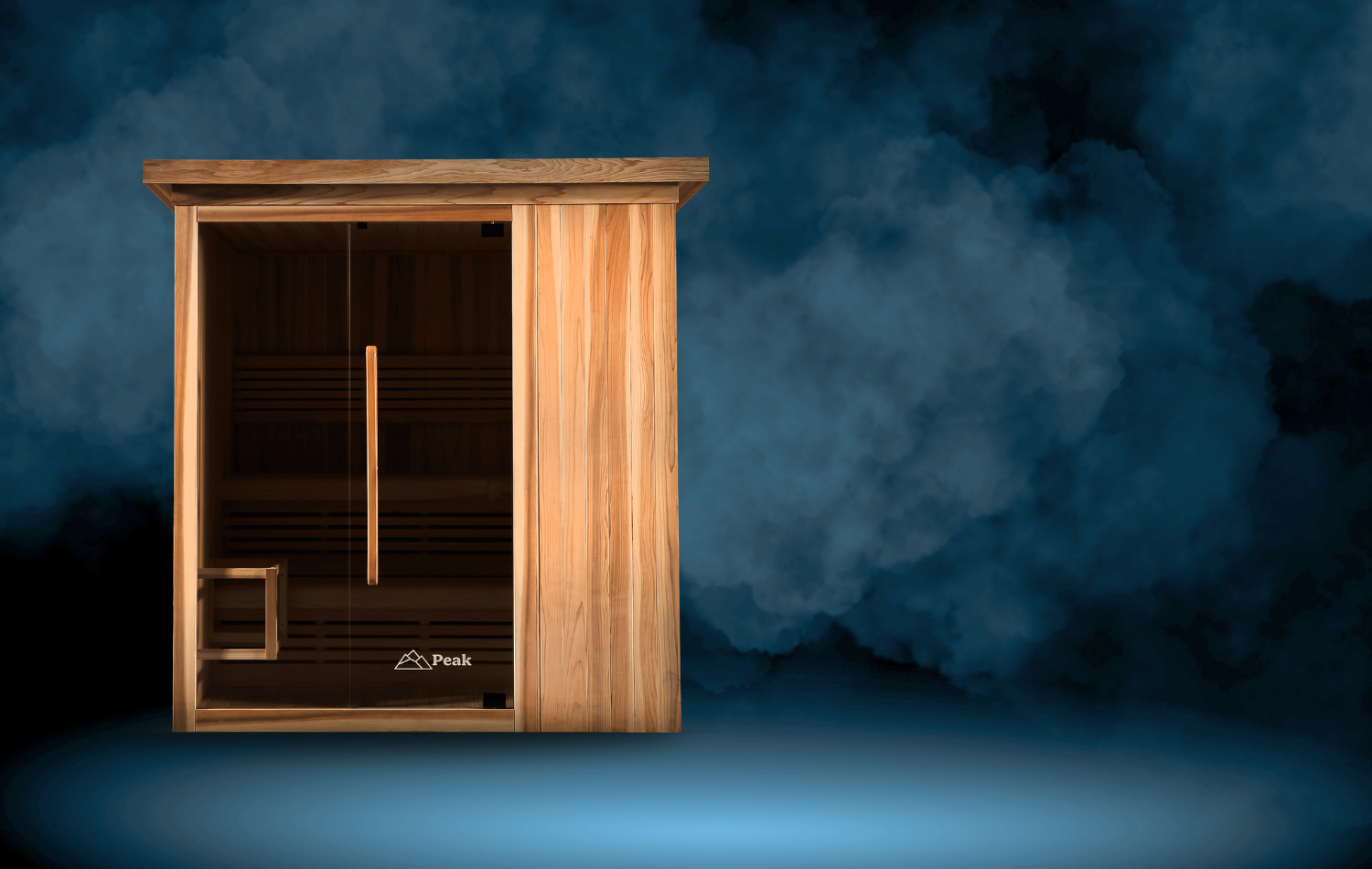 macedon cabin sauna with dark blue smoky background by peak sauna ice in  Melbourne