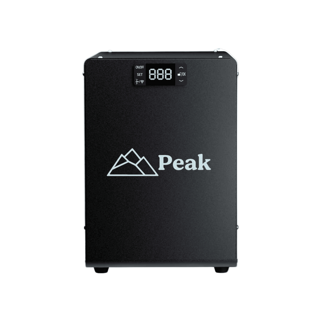 front view shot of peak eco chiller in black by peak sauna and ice in melbourne
