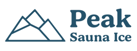 Logo of peak sauna and ice in dark blue color