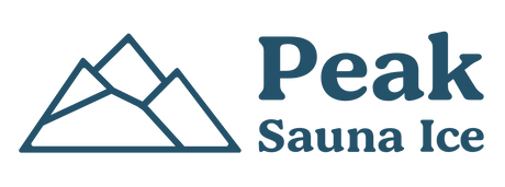 Logo of peak sauna and ice in dark blue color