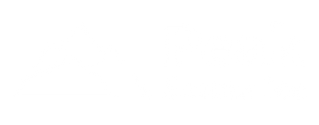 logo of peak sauna and ice in white color