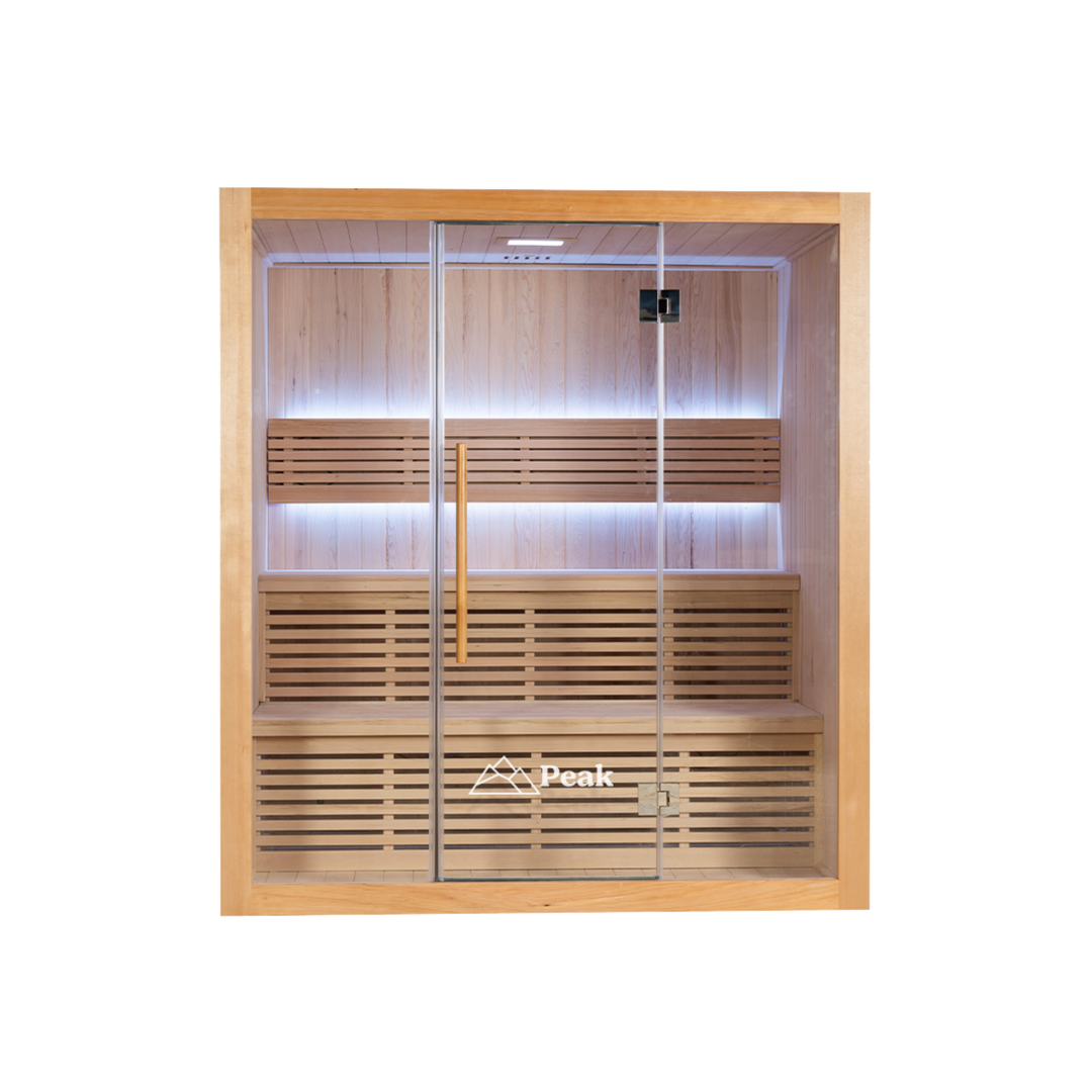 front view of the sabine traditional indoor sauna by peak sauna and ice in melbourne